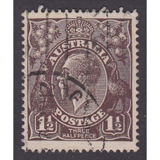 Australian    King George V   1½d Penny Half Pence Black Brown   Single Crown WMK Plate Variety 1R36